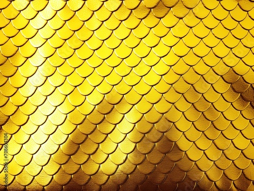 Golden yellow pattern with fish scale abstract texture. photo