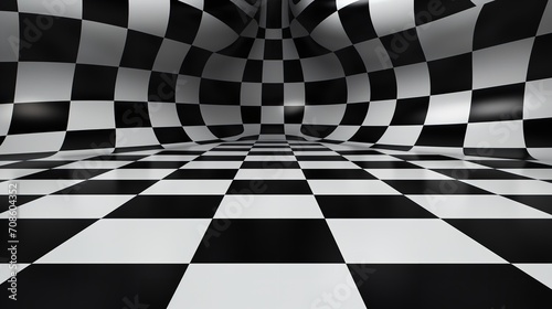 A seamless pattern background of black and white checks, Generative AI.