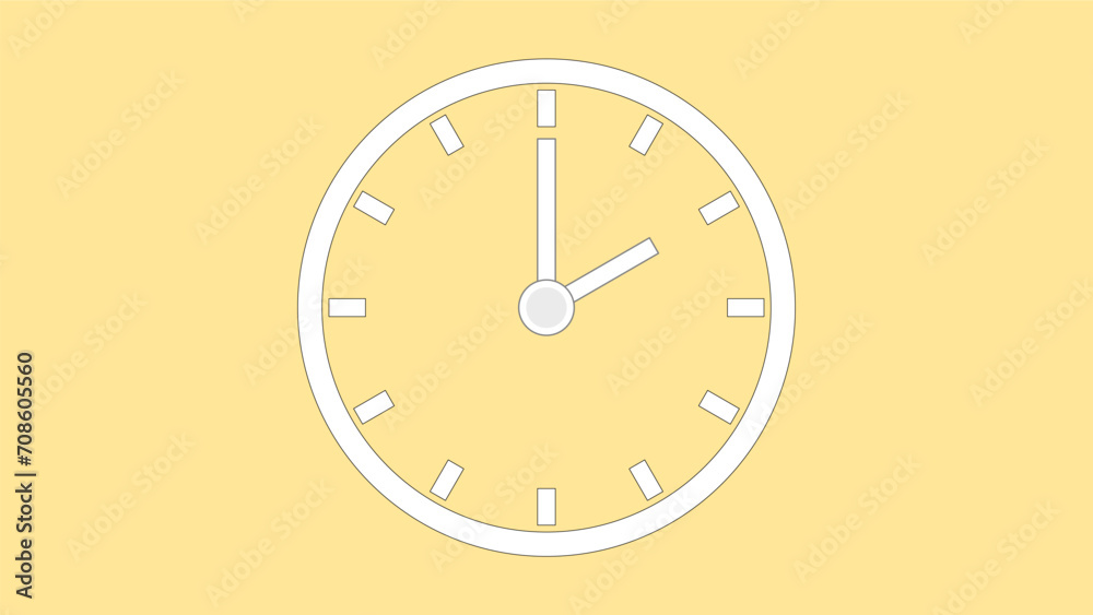 Clock icon 2hr color code FFE699 arrow show 2 hour about 12.00 to 2.13. on the background. Clock icon 2hr color code FFE699 arrow show 2 hour about 12.00 to 2.13. on the background.