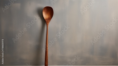 a picture showcasing a deep mahogany wooden spoon, its rich and earthy tones embodying timeless elegance and sophistication, standing out boldly against the minimalist white setting.