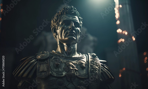 monument to Emperor Caesar on a dark background. Generative AI photo