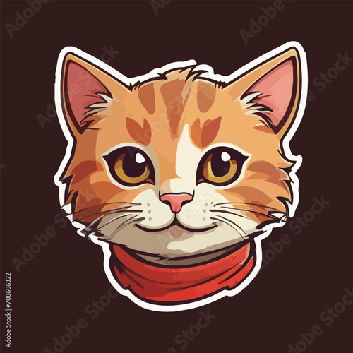 sticker of cat happy cartoon character