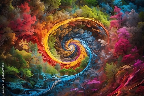 colorful abstract fractal background from tree