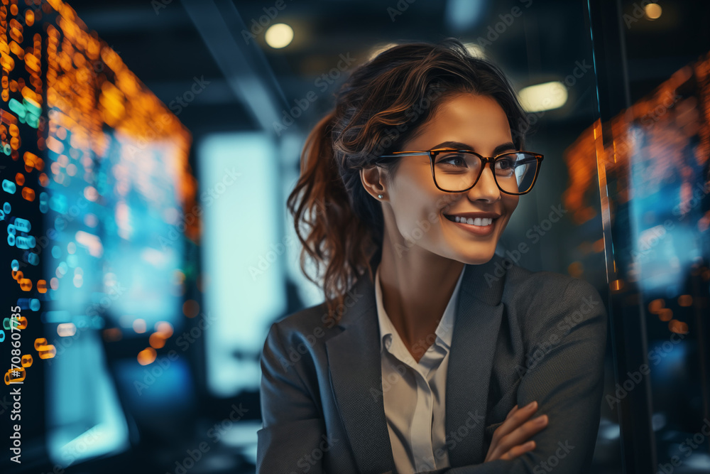 Female Software Developer with Coding Glasses Female Software Developer with Coding Glasses