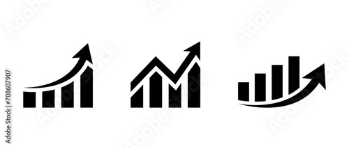 Growing bar chart icon vector. Profit growth sign symbol #708607907