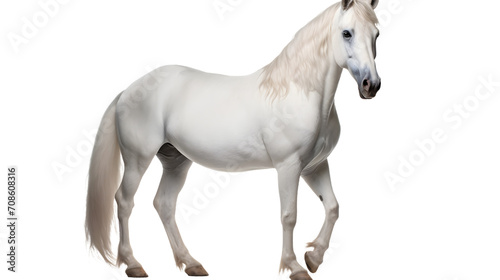 A majestic mustang horse with a flowing mane stands out against the darkness, exuding power and grace with its powerful snout