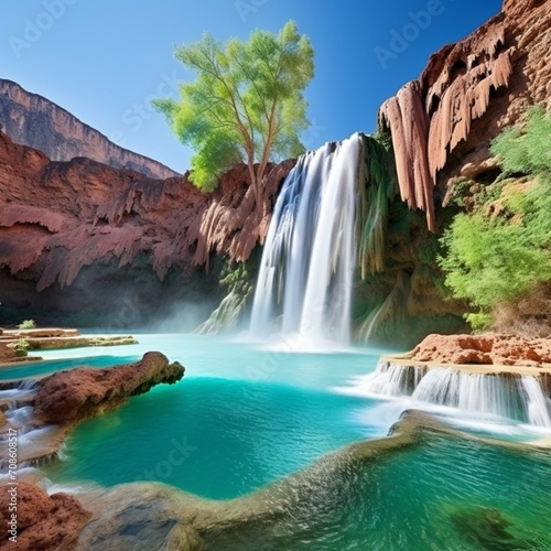 Beautiful Havasu Falls Arizona High Resolution image Ai generated art