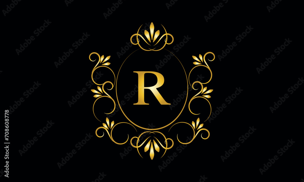 Stylish elegant monogram with initial letter R, elegant modern logo design