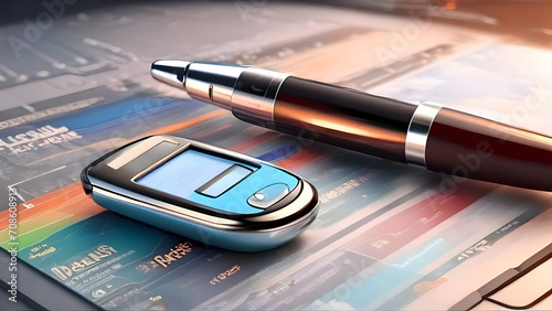 calculator, pen, Chart, Business chart,  and pen on financial chart, graphics photo