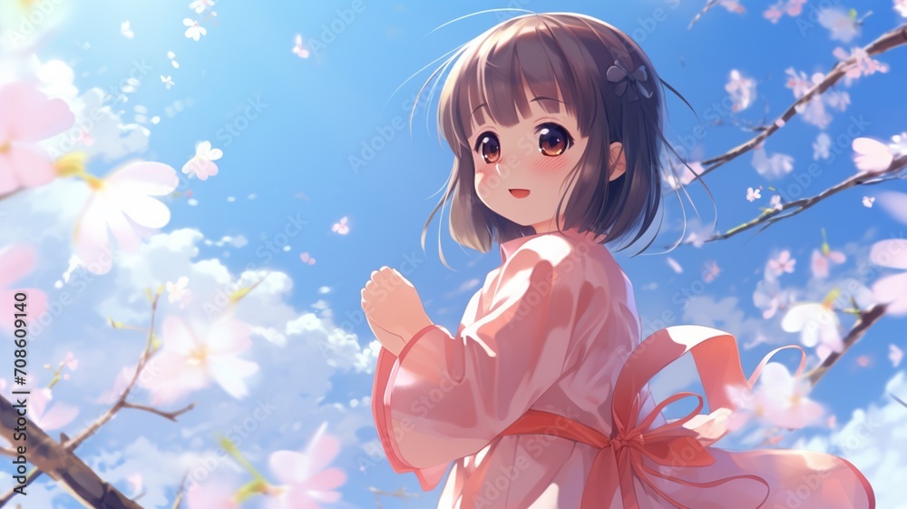 Cute anime girl beautiful sky mountain painting image Ai generated art Cute anime girl beautiful sky mountain painting image Ai generated art