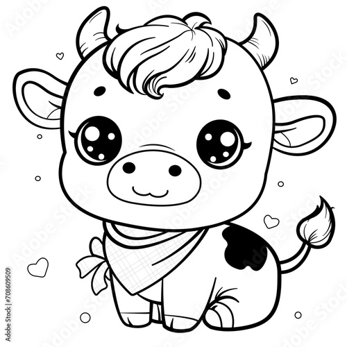 SVG baby cow Line Art coloring page