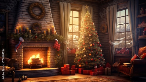 Joyful Christmas scene with charming ornaments and cozy vibes.
