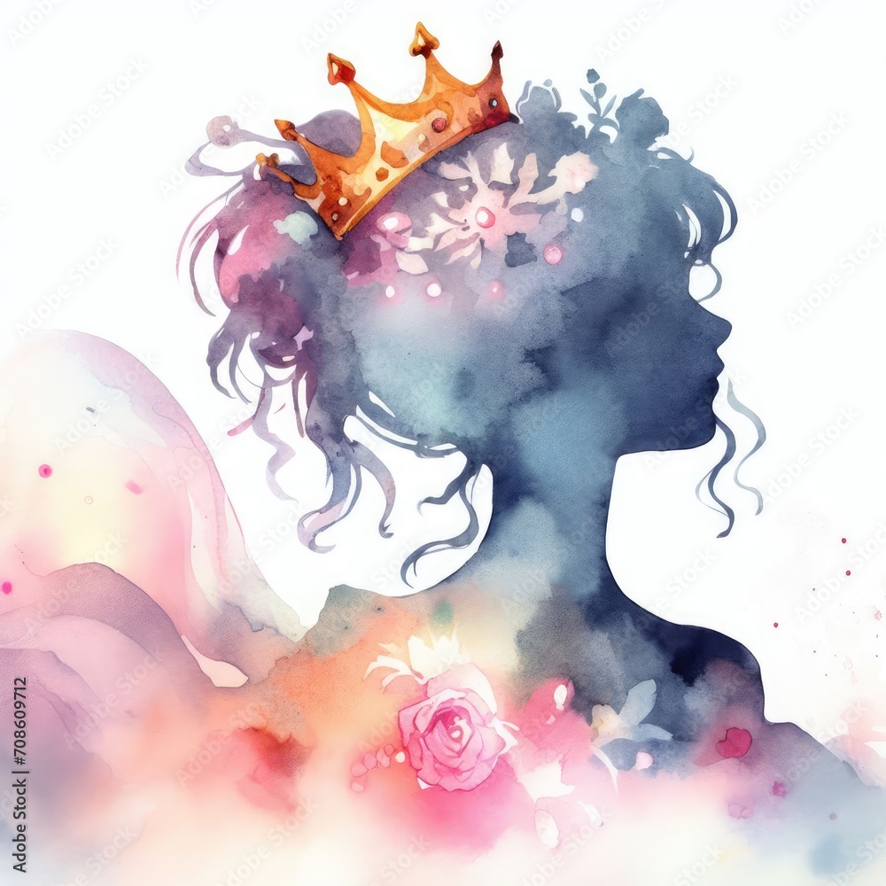 Silhouette of a princess with crown.