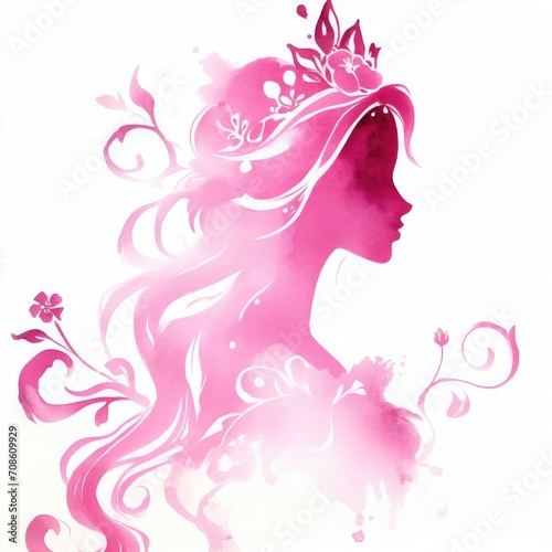 Princess silhouette illustration. Fairy tale princess.