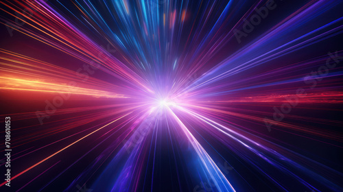 In the abyss, neon sparks form a mesmerizing tapestry of motion light lines