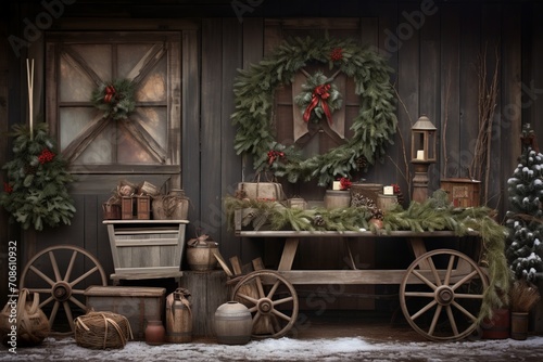 Rustic Christmas decorations invoking a sense of nostalgia