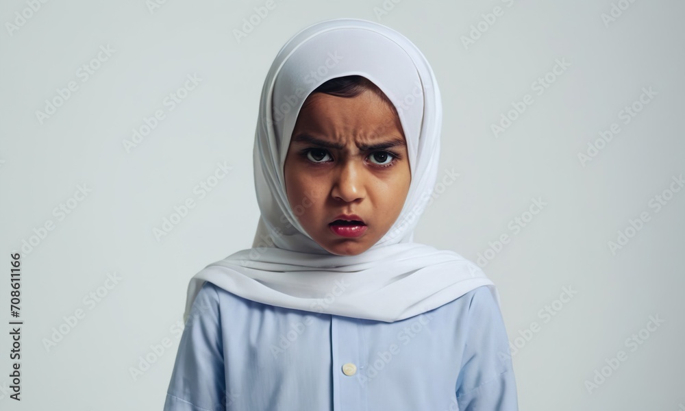angry little muslim girl, small child, children's emotions, portrait of children, angry child angry little muslim girl, small child, children's emotions, portrait of children, angry child