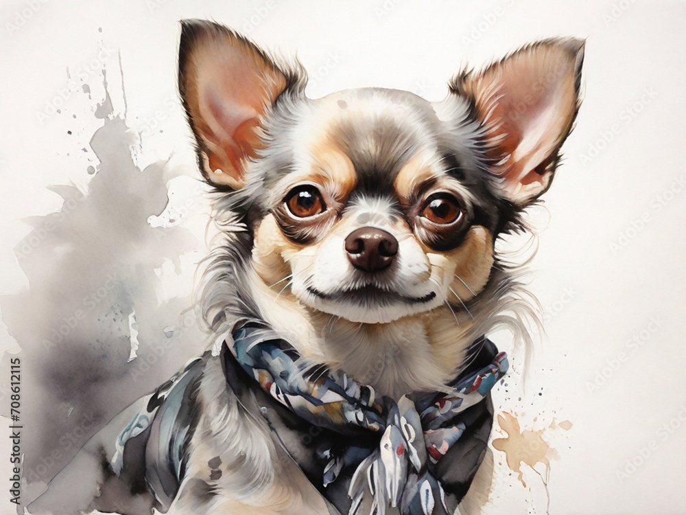 painting of chihuahua puppy with eyes