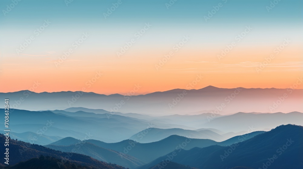 Tranquil mountain range with the sun's last rays casting a glow