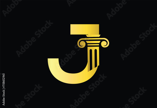 Low firm logo with latter J vector template, Justice logo, Equality, judgement logo vector illustration
