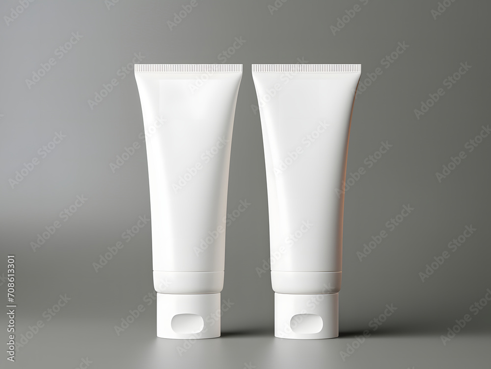 3D Front & Back Blank Cosmetic Cream Tube Packaging Mock-Up 3D Front & Back Blank Cosmetic Cream Tube Packaging Mock-Up