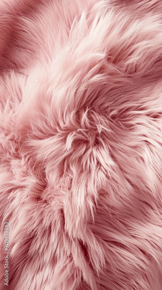 Fototapeta premium Close Up of Pink Fur Texture, Soft and Luxurious Fluffy Fabric Background