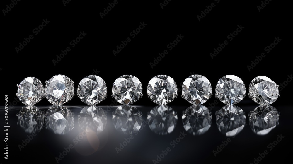 expensive cut diamonds arranged in front of a black background, with reflections on the ground, to accentuate the brilliance of the diamonds. expensive cut diamonds arranged in front of a black background, with reflections on the ground, to accentuate the brilliance of the diamonds.
