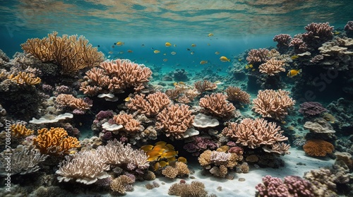 the bright world of coral reefs, where exotic fish and colorful corals dance in the calm waters