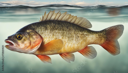 large freshwater perch in the water