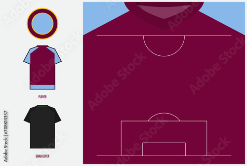 Infographic for football or soccer match lineups formation. Set of football player positions on soccer field. Football kit with soccer jersey icons in flat design. 