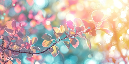 Wallpaper Mural Tree branches with soft pink leaves in gentle sunlight , wallpaper, background, postcard Torontodigital.ca