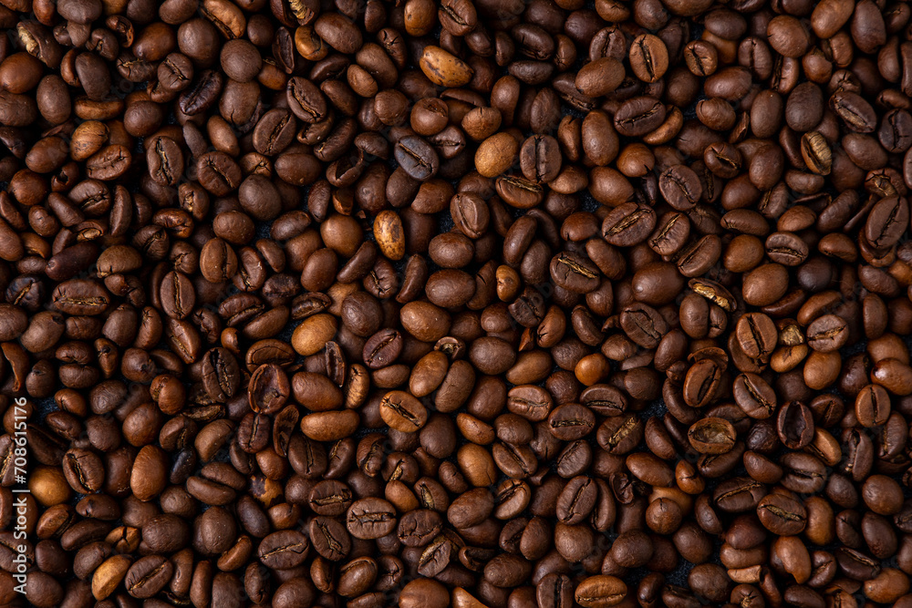 Coffee beans. Food brown background