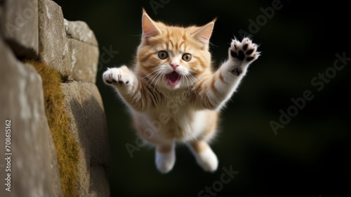 Pawsitively funny cat attempting a daring leap and missing the mark