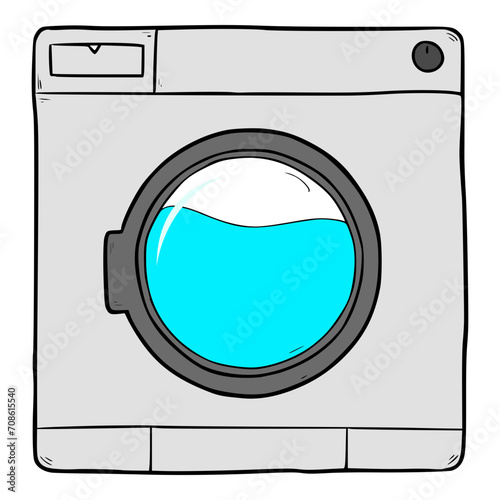 wash machine illustration hand drawn colored vector