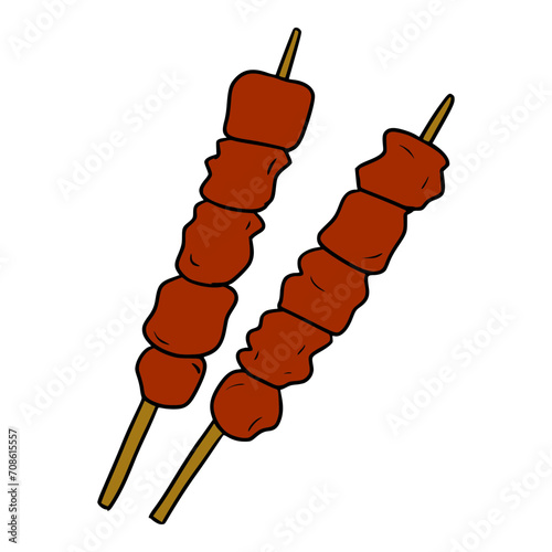delicious satay illustration hand drawn colored vector