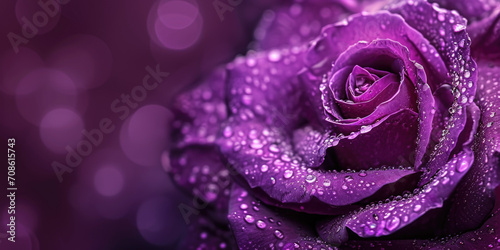 Luxurious Purple Rose with Droplets, a Vision of Natural Elegance