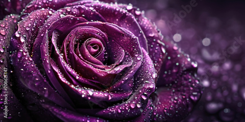 Exquisite Purple Rose with Dew Drops - Symbol of Enchantment