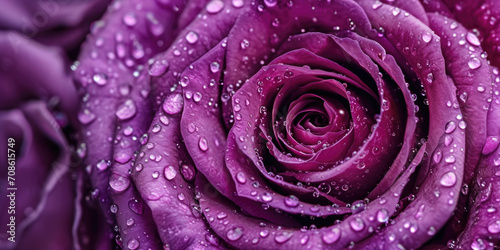 Vivid Purple Rose with Crystal Clear Dew, a Touch of Nature's Perfection