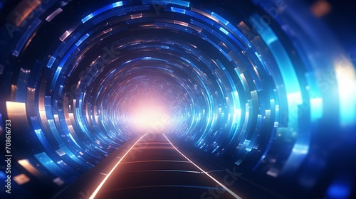 Illustrating of a fascinating and colorful dark cylindrical tunnel, a mysterious path, Generative AI.