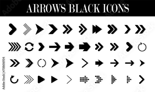 arrows black icons. Arrow vector icon set in thin line style.