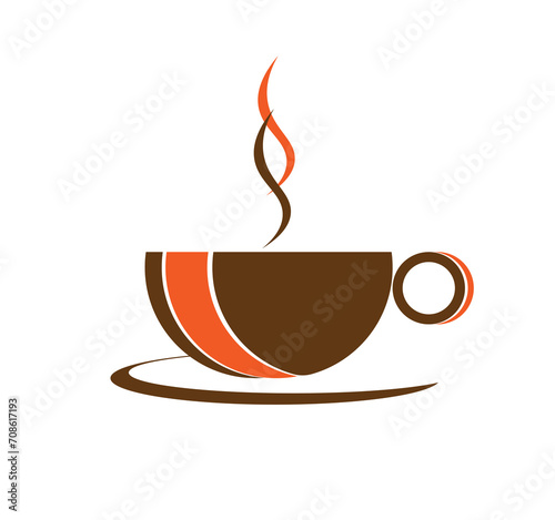 Cuadro en lienzo Vector illustration of a silhouette of a cup with steam from a hot drink