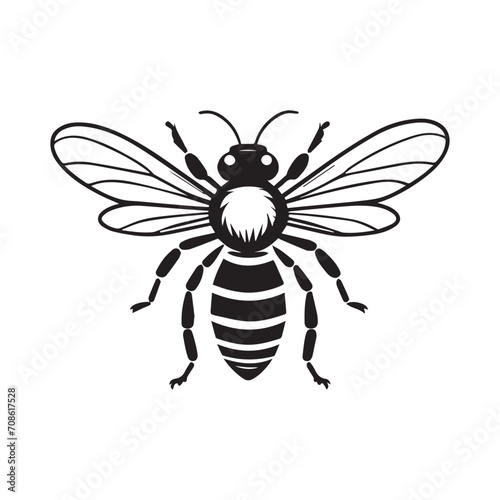 fly bee macro nature wing bug honey wasp flower isolated vector logo style icon design illustration © VectBox