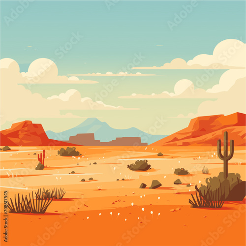 vector dry desert landscape and cactus
