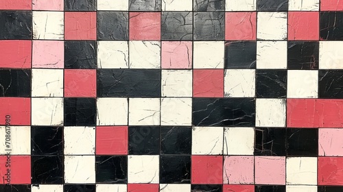 Black, White, and Red Tiled Wall, Patterned Ceramic Tiles for Modern Interior Design