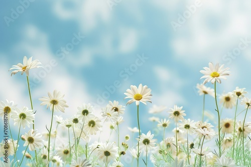 A lot of Daisies with copy space, Associated with innocence and true love. © Suwanlee