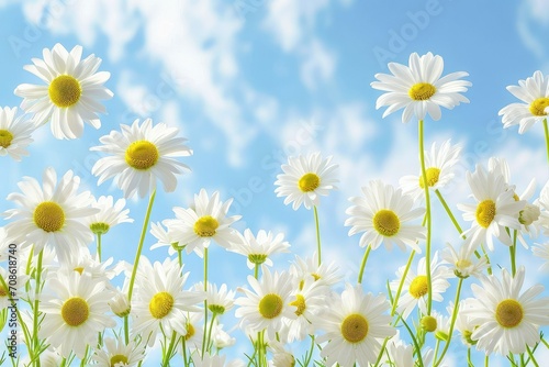 A lot of Daisies with copy space  Associated with innocence and true love.