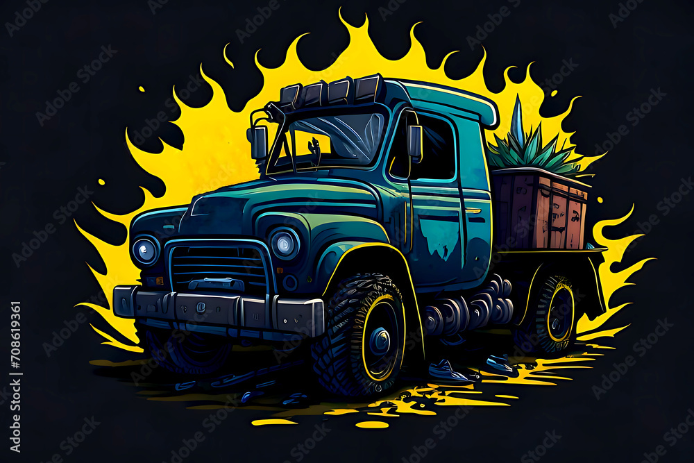 truck farmer drawing style vector illustration