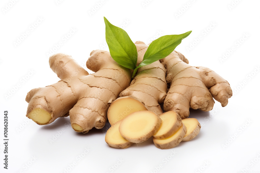 Ginger isolated on white background created with Generative Ai Ginger isolated on white background created with Generative Ai