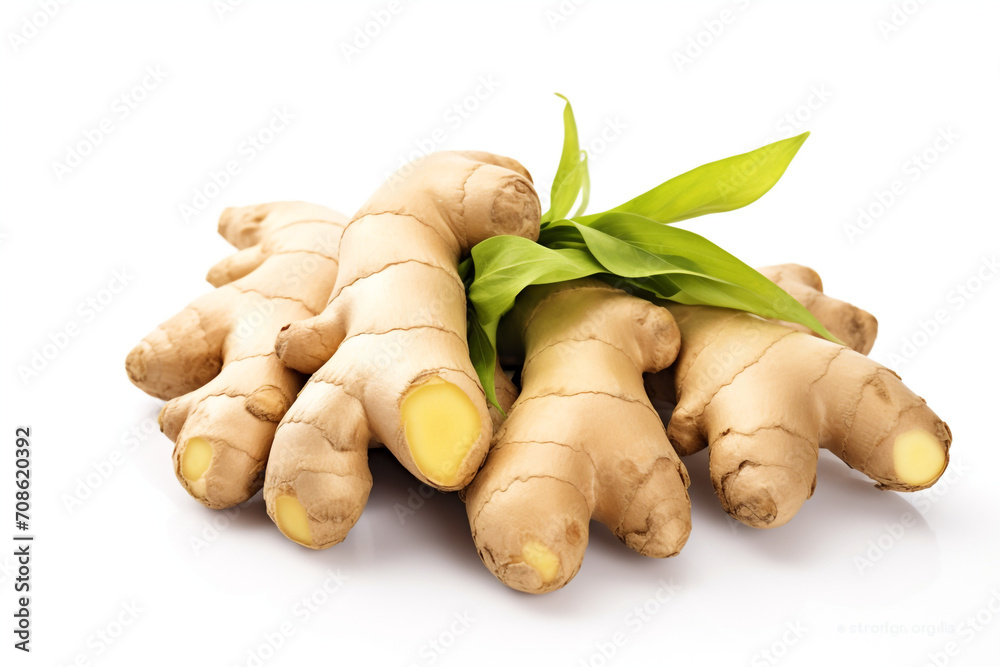 Ginger isolated on white background created with Generative Ai Ginger isolated on white background created with Generative Ai