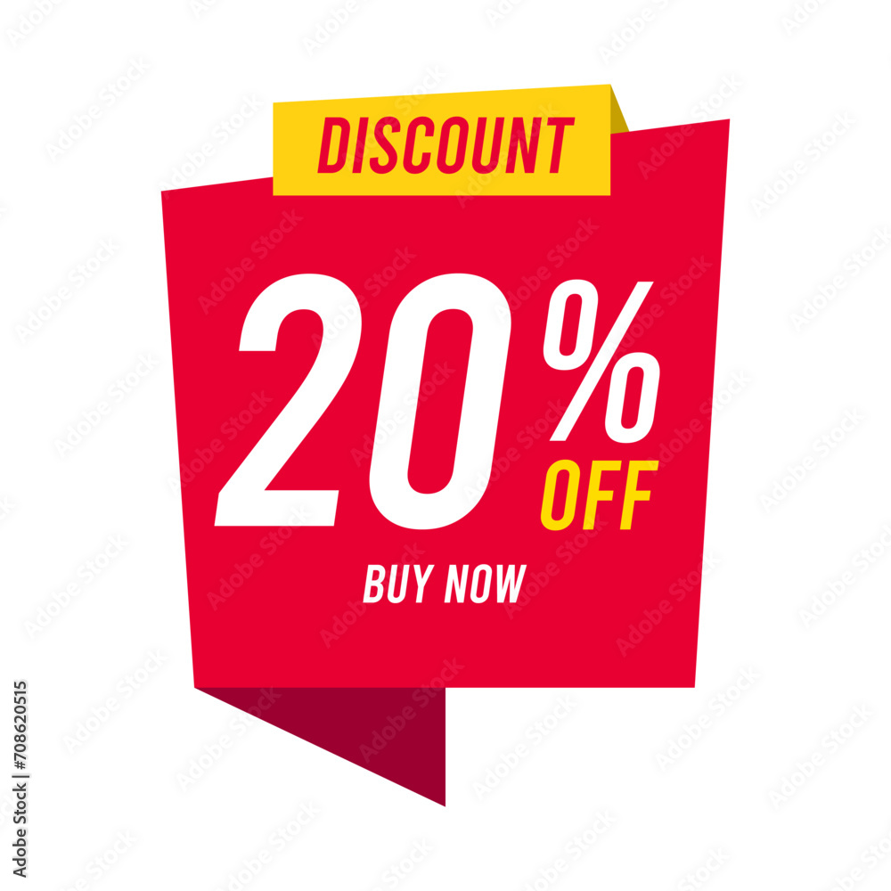 Discounts 20 percent off. Red template on white background. Vector illustration Discounts 20 percent off. Red template on white background. Vector illustration